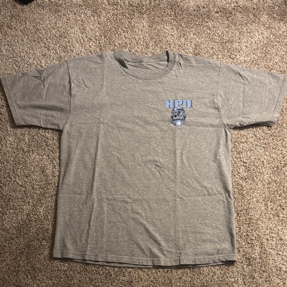HP Short-Sleeve Crew T-Shirt in Heather Gray with Blue Logo
